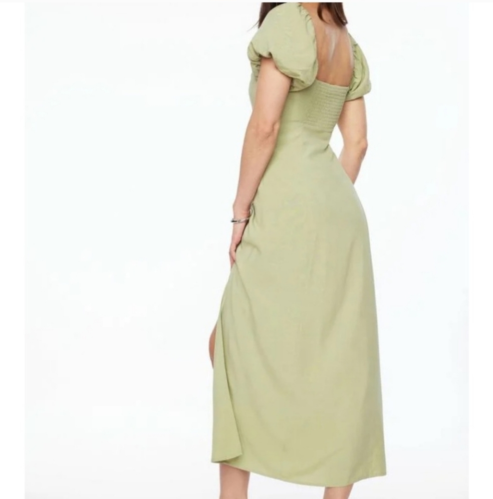 Dynamite Green Puff Sleeve Linen Maxi Dress. Size Medium. Like New. - Picture 2 of 2
